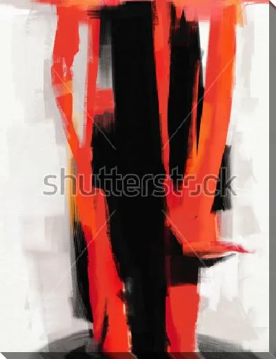 Картина маслом Контрастное сочетание красного и чёрного на светлом фоне