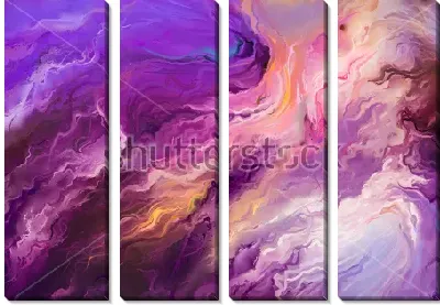 Модульная картина Фиолетовое пламя - яркая динамичная композиция с иллюзией движения огня