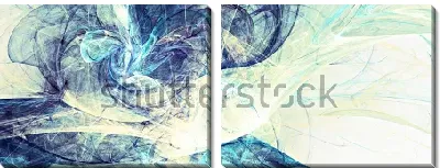 Модульная картина Динамичная композиция с иллюзией фрактального движения в оттенках синего, лимонного и зелёного цвета