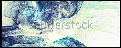 Картина Динамичная композиция с иллюзией фрактального движения в оттенках синего, лимонного и зелёного цвета