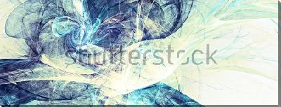 Постер Динамичная композиция с иллюзией фрактального движения в оттенках синего, лимонного и зелёного цвета