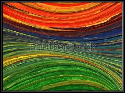 Картина Волнистые линии оранжевого, синего и зелёного цвета