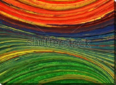 Картина маслом Волнистые линии оранжевого, синего и зелёного цвета