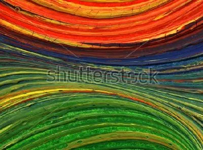 Плакат Волнистые линии оранжевого, синего и зелёного цвета