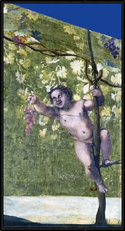 Картина Пути сбора винограда, (Putto gathering Grapes)