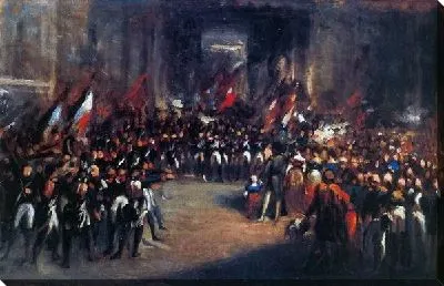 Картина Размещение Наполеона под покровительством Национальной гвардии (Napoleon placant Marie-Louise et le roi de Rome sous la protection de la Garde nationale)