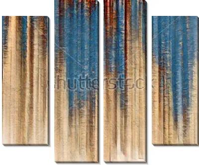 Композиция в оттенках бежевого и синего цвета на рельефном полосатом фоне