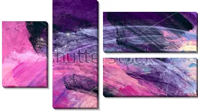 Модульная картина Яркая композиция в оттенках пурпурного и фиолетового цвета с тонкими голубыми линиями