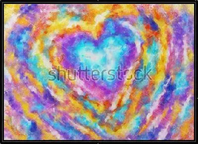 Яркая композиция сияющего цветами радуги сердца