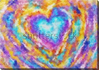 Яркая композиция сияющего цветами радуги сердца