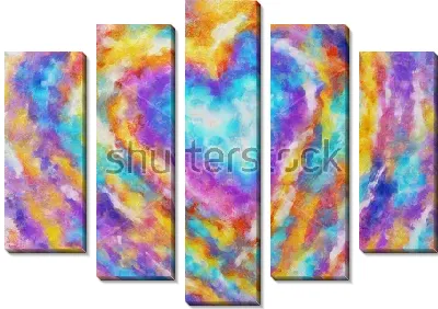 Яркая композиция сияющего цветами радуги сердца