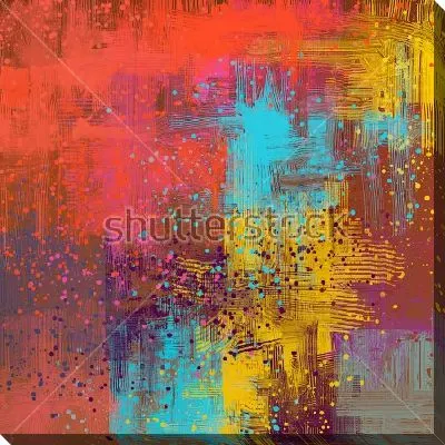 Картина маслом Яркая композиция в оттенках красного, голубого и жёлтого цвета