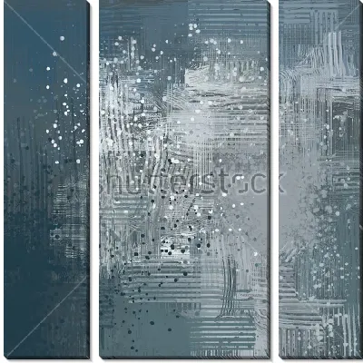 Модульная картина Монохромная композиция с широкими мазками и мелкими брызгами