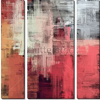 Модульная картина Динамичное пересечение параллельных линий в оттенках розового, охры и серого цвета