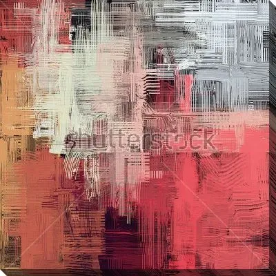 Картина маслом Динамичное пересечение параллельных линий в оттенках розового, охры и серого цвета