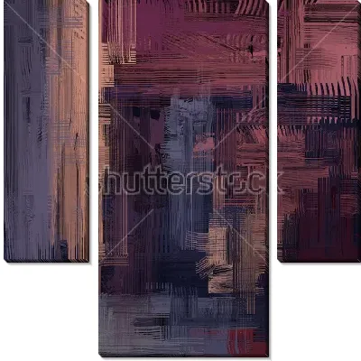 Модульная картина Абстрактный урбанистический пейзаж в тёмных оттенках фиолетового, сиреневого и бежевого цвета