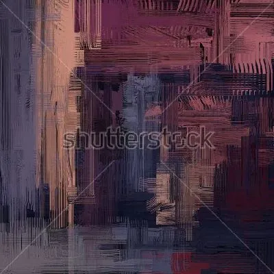 Плакат Абстрактный урбанистический пейзаж в тёмных оттенках фиолетового, сиреневого и бежевого цвета