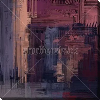 Постер Абстрактный урбанистический пейзаж в тёмных оттенках фиолетового, сиреневого и бежевого цвета