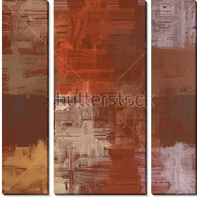 Модульная картина Композиция тонких линий в спокойных оттенках коричневого, бежевого и морковного цвета