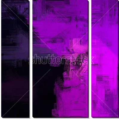 Модульная картина Контрастное динамичное сочетание оттенков сиреневого и пурпурного цвета на чёрном фоне