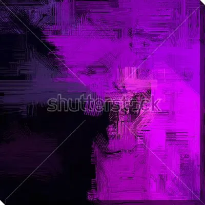 Картина маслом Контрастное динамичное сочетание оттенков сиреневого и пурпурного цвета на чёрном фоне