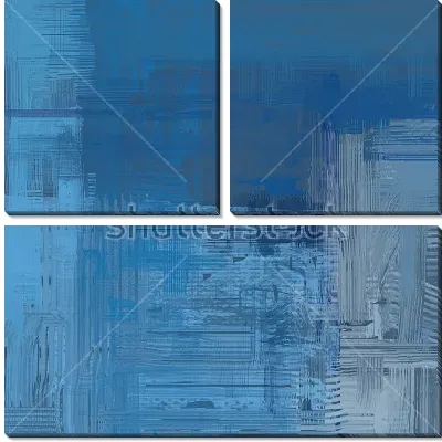 Модульная картина Холодный город - абстрактная композиция в оттенках голубого, синего и серого цвета с параллельными и перпендикулярными линиями
