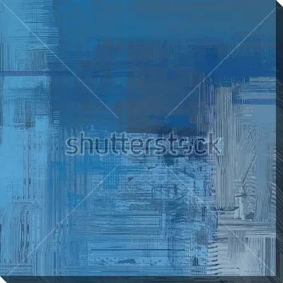 Постер Холодный город - абстрактная композиция в оттенках голубого, синего и серого цвета с параллельными и перпендикулярными линиями