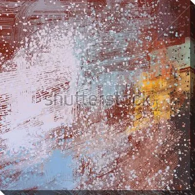 Картина маслом Вьюга за окном - композиция со светлыми мелкими брызгами на тёмном фоне с ярким жёлтым акцентом