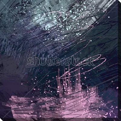 Картина маслом Динамичная композиция в оттенках светло-розового и тёмно-серого цвета со спиралевидными каракулями и параллельными линиями