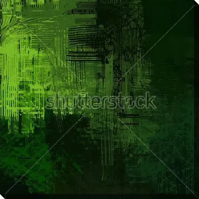 Картина маслом Просвет в густой кроне леса - монохромная композиция в оттенках зелёного цвета с тонкими линиями