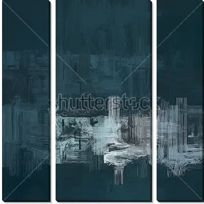 Модульная картина Лунный свет на крестах кладбища - композиция в тёмных и светлых оттенках серого цвета