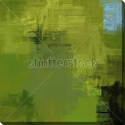 Картина маслом Композиция в оттенках травяного цвета с яркими цветовыми акцентами голубого и чёрного