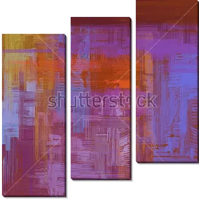 Модульная картина Неоновый свет ночного города - яркая композиция в оттенках голубого, фиолетового, жёлтого и красного цвета на тёмном фоне