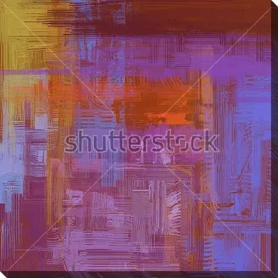 Картина маслом Неоновый свет ночного города - яркая композиция в оттенках голубого, фиолетового, жёлтого и красного цвета на тёмном фоне