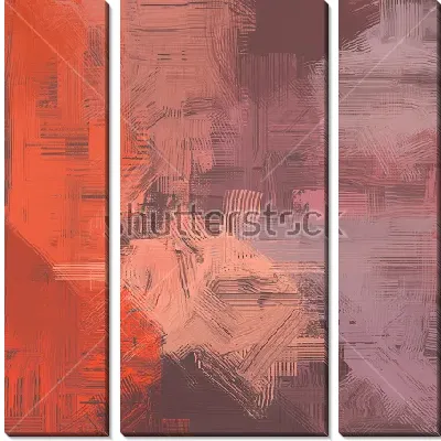 Модульная картина Игра света и тени - композиция в оттенках морковного, розового и серого цвета на тёмном коричневом фоне
