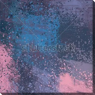 Картина маслом Композиция в оттенках голубого и розового цвета с мелкими брызгами на тёмном фоне