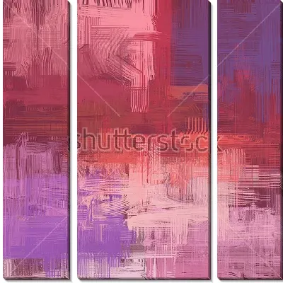 Модульная картина Яркое сочетание тёмных и светлых оттенков сиреневого, розового и красного цвета в параллельных и перпендикулярных линиях