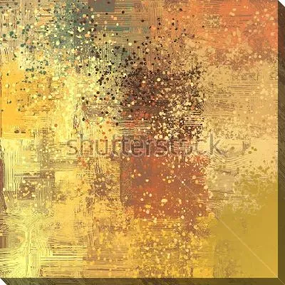 Картина маслом Светлое настроение ранней осени - композиция в оттенках жёлтого, охры и оранжевого цвета с мелкими брызгами