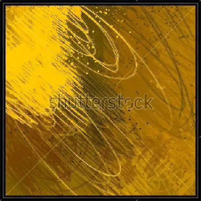 Картина Яркая композиция динамичных мазков и каракулей в оттенках жёлтого и бронзового цвета