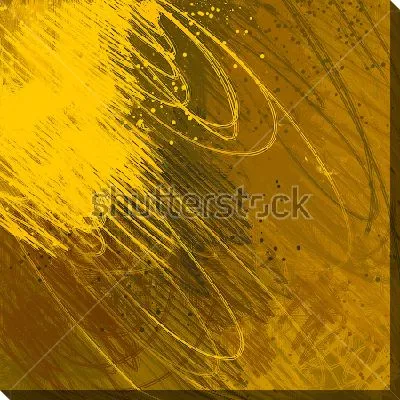 Картина маслом Яркая композиция динамичных мазков и каракулей в оттенках жёлтого и бронзового цвета