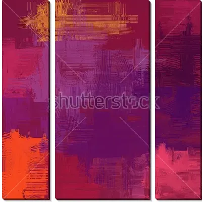 Модульная картина Яркая композиция в оттенках глубокого синего, красного и фиолетового цвета с выразительными цветовыми акцентами морковного, жёлтого и розового