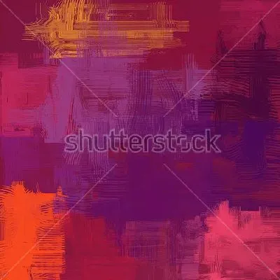 Плакат Яркая композиция в оттенках глубокого синего, красного и фиолетового цвета с выразительными цветовыми акцентами морковного, жёлтого и розового