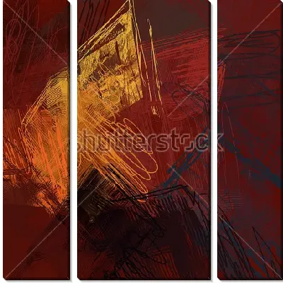 Модульная картина Яркая контрастная композиция с разноцветными каракулями на тёмном фоне