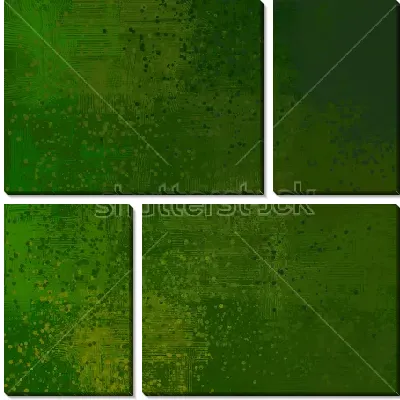 Модульная картина Зелёная ряска пруда - монохромная композиция в оттенках зелёного цвета с мелкими брызгами