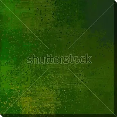 Постер Зелёная ряска пруда - монохромная композиция в оттенках зелёного цвета с мелкими брызгами