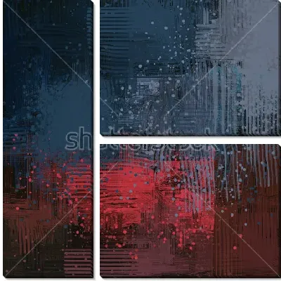 Модульная картина Композиция в оттенках серого и коричневого цвета с ярким красным акцентом