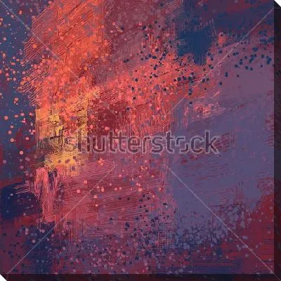 Картина маслом Яркая динамичная композиция с мелкими брызгами на тёмном фоне с цветовым акцентом красного цвета