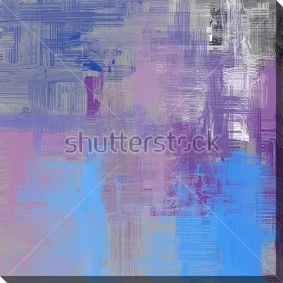 Картина маслом Холодная композиция в оттенках голубого, сиреневого и серого цвета в тонких линиях