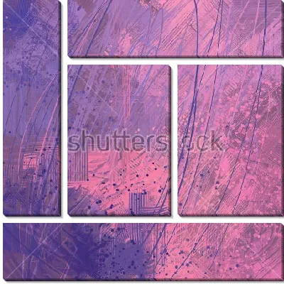 Модульная картина Композиция с иллюзией пространства в оттенках розового и сиреневого цвета