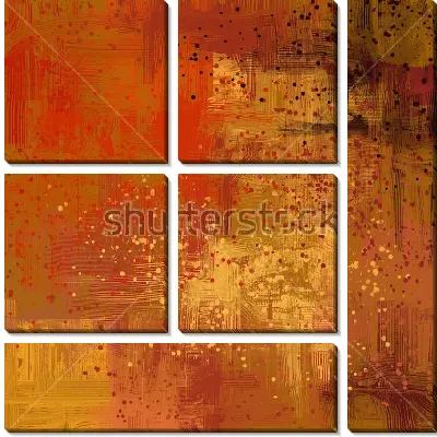 Модульная картина Композиция в тёплых тонах с мелкими разноцветными брызгами